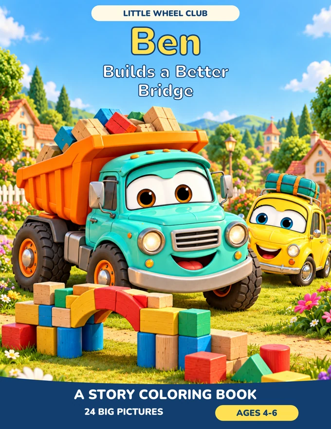 Front cover of Ben Builds a Better Bridge, featuring Ben and a friend in a colorful garden adventure.