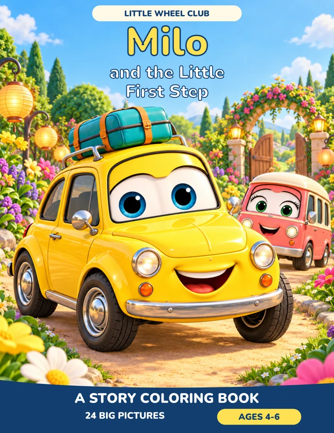 Front cover of Milo and the Little First Step, featuring Milo and a friend in a colorful garden adventure.