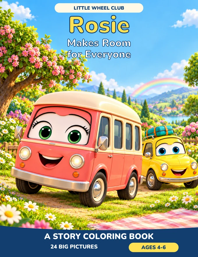 Front cover of Rosie Makes Room for Everyone, featuring Rosie and a friend in a colorful garden adventure.